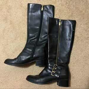 Black/Bronze-buckle Bandolino Riding Boots
